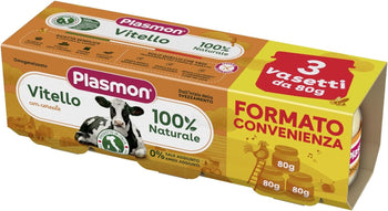 Plasmon Omogeneizzato Carne Vitello e cereale 80g 24 Vasetti Con Carne Italiana, 100% naturale, senza amidi e sale aggiunti